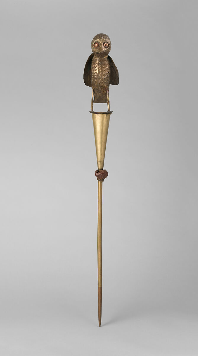 Royal asen (commemorative altar) with bird, Hountondji guild artists, Brass, copper, seed pod(?), Fon peoples