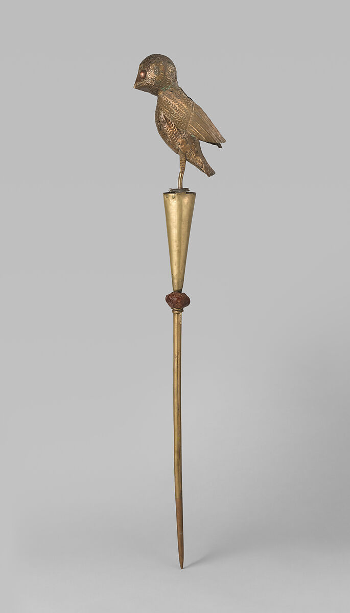 Royal asen (commemorative altar) with bird, Hountondji guild artists, Brass, copper, seed pod(?), Fon peoples