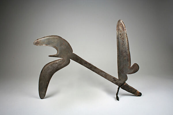 Throwing Knife, Iron, copper, fiber, cloth, Mangbetu or Zande peoples 