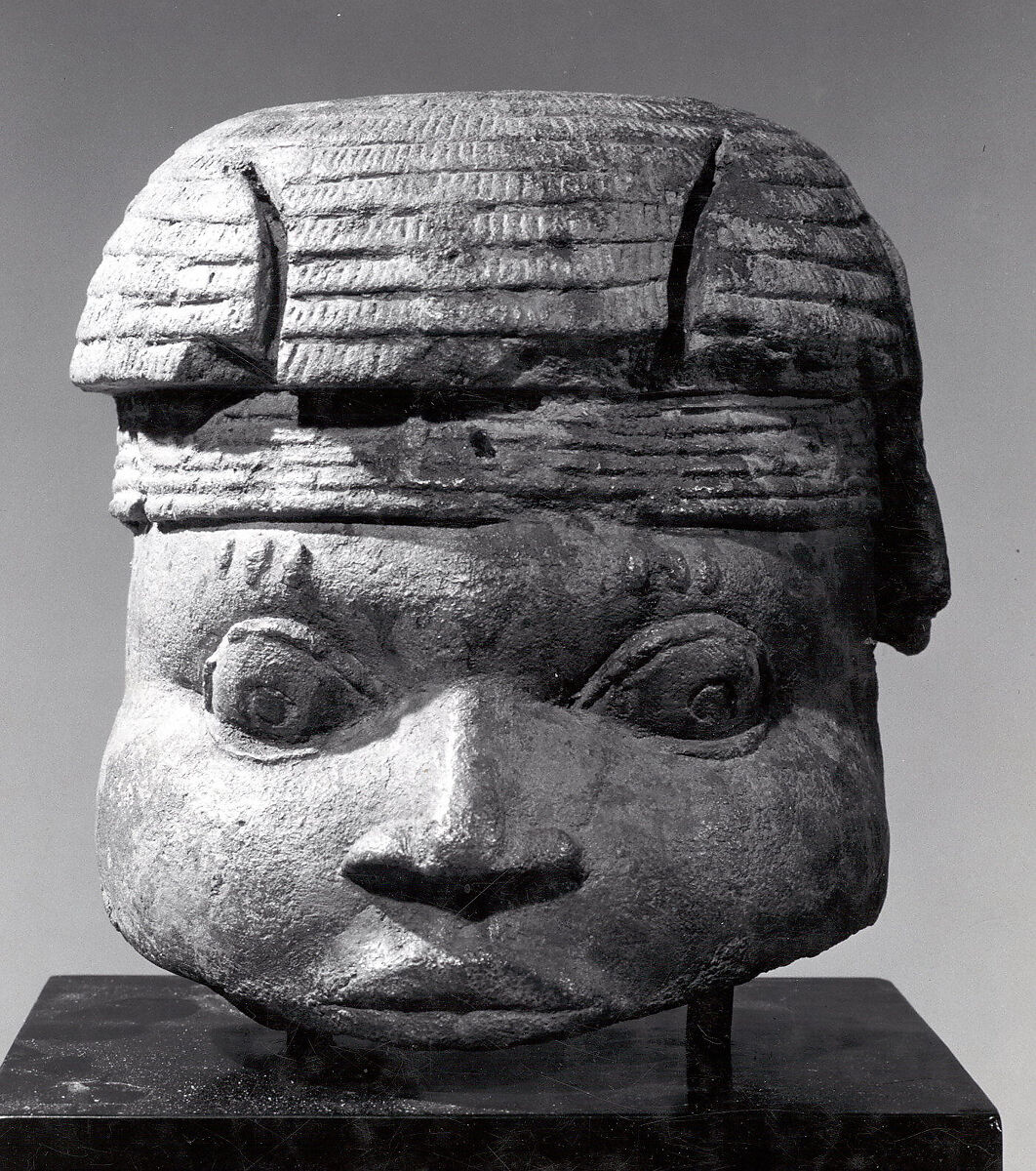 Figure Fragment: Head, Terracotta, metal, Edo peoples 