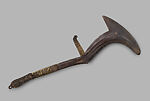 Throwing Knife, Iron, brass, copper (?), leather, pigment, Sangha River region (?)