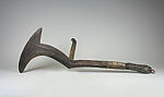 Throwing Knife, Iron, brass, copper (?), leather, pigment, Sangha River region (?)