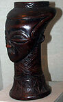 Vessel: Head, Wood, fiber, pigment, Kuba peoples