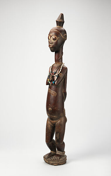 Female Figure, Wood, pigment, beads, cord, Baule peoples 