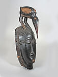 Portrait Face Mask (Mblo), Wood, pigment, hemp, Baule peoples