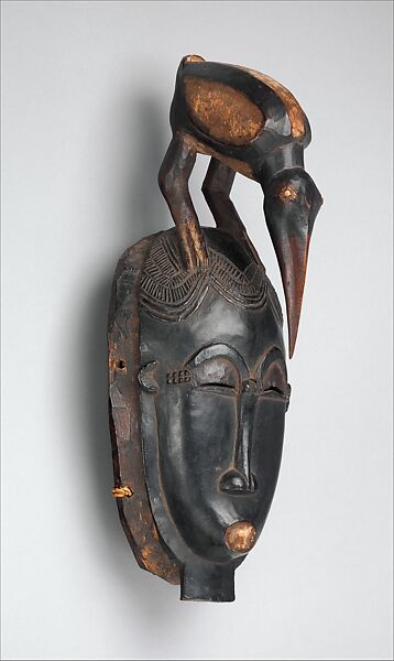 Portrait Face Mask (Mblo), Wood, pigment, hemp, Baule peoples 