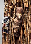 Nkisi (power figure), Kongo artist and nganga, Wood, pigment, resin, iron, brass, tin, cloth, plant fiber cord, beads, cowrie shells, bone or ivory, arrows, leather, seeds, animal horn, Kongo