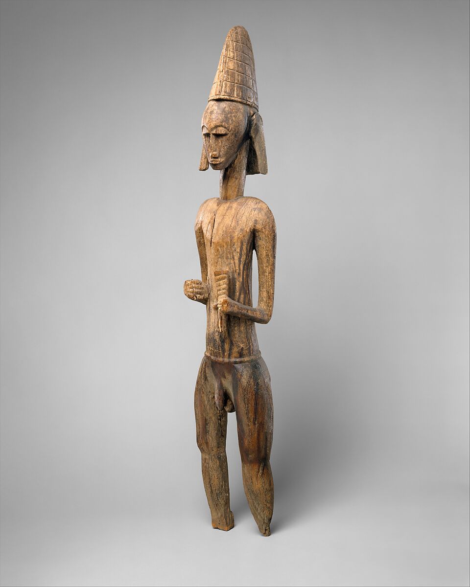 Jomogoni male figure, Bamana numu (blacksmith), Wood, Bamana peoples