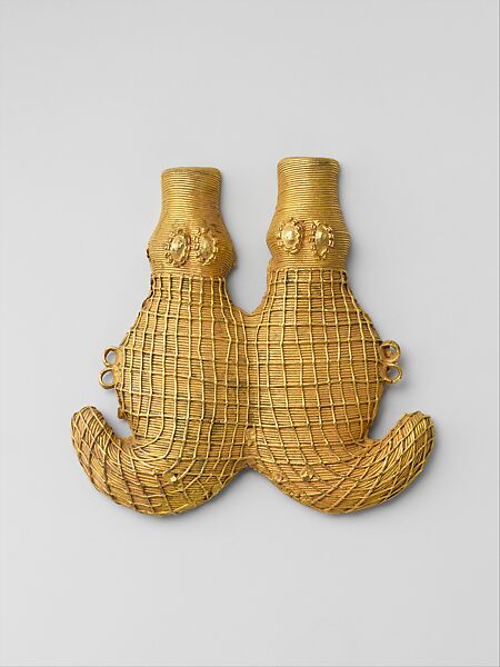 Double Crocodile Pendant, Gold, Lagoon peoples 
