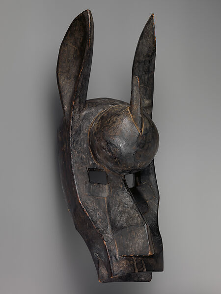 Koré Mask: Hyena (Sourokou Koun), Wood, metal, Bamana peoples 