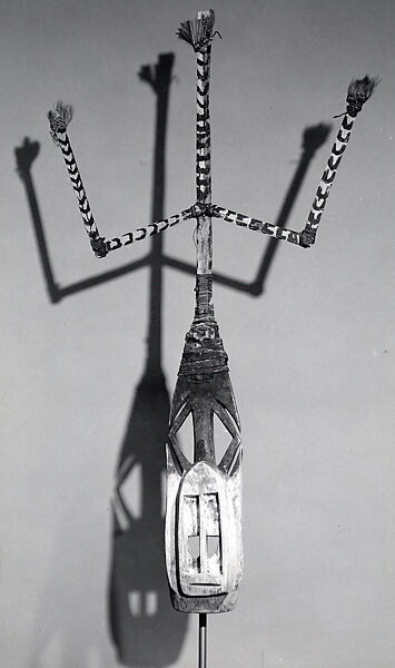 Mask (Sim), Wood, palm rib, pigment, hide, raffia, nails, twine, Dogon peoples 