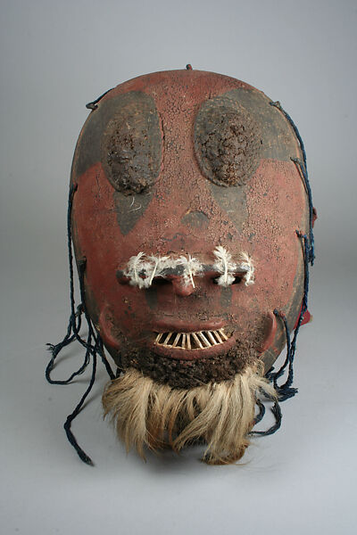 Mask, Calabash, hair, pigment, string, cloth, feathers, fur, Edo peoples, Ishan group (?) 