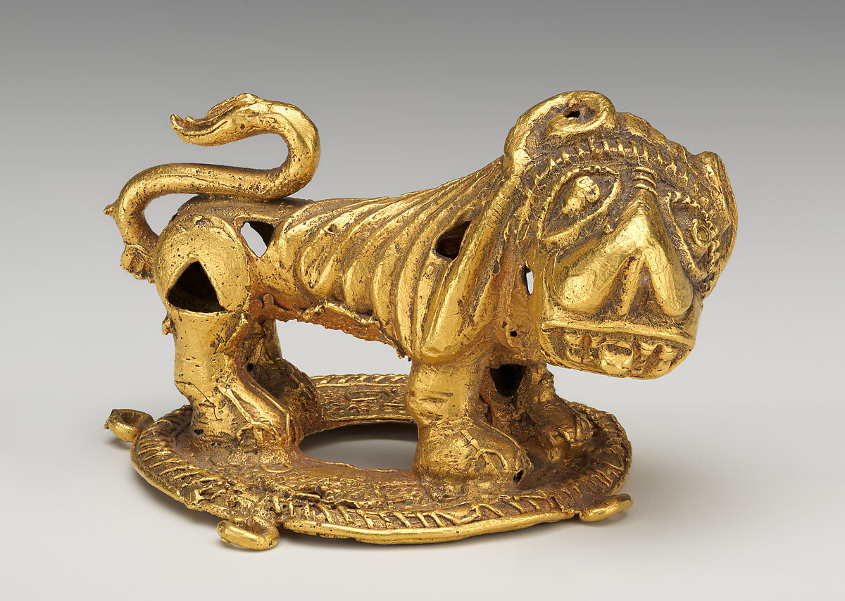 Lion Ornament, Gold, Akan peoples, Asante group