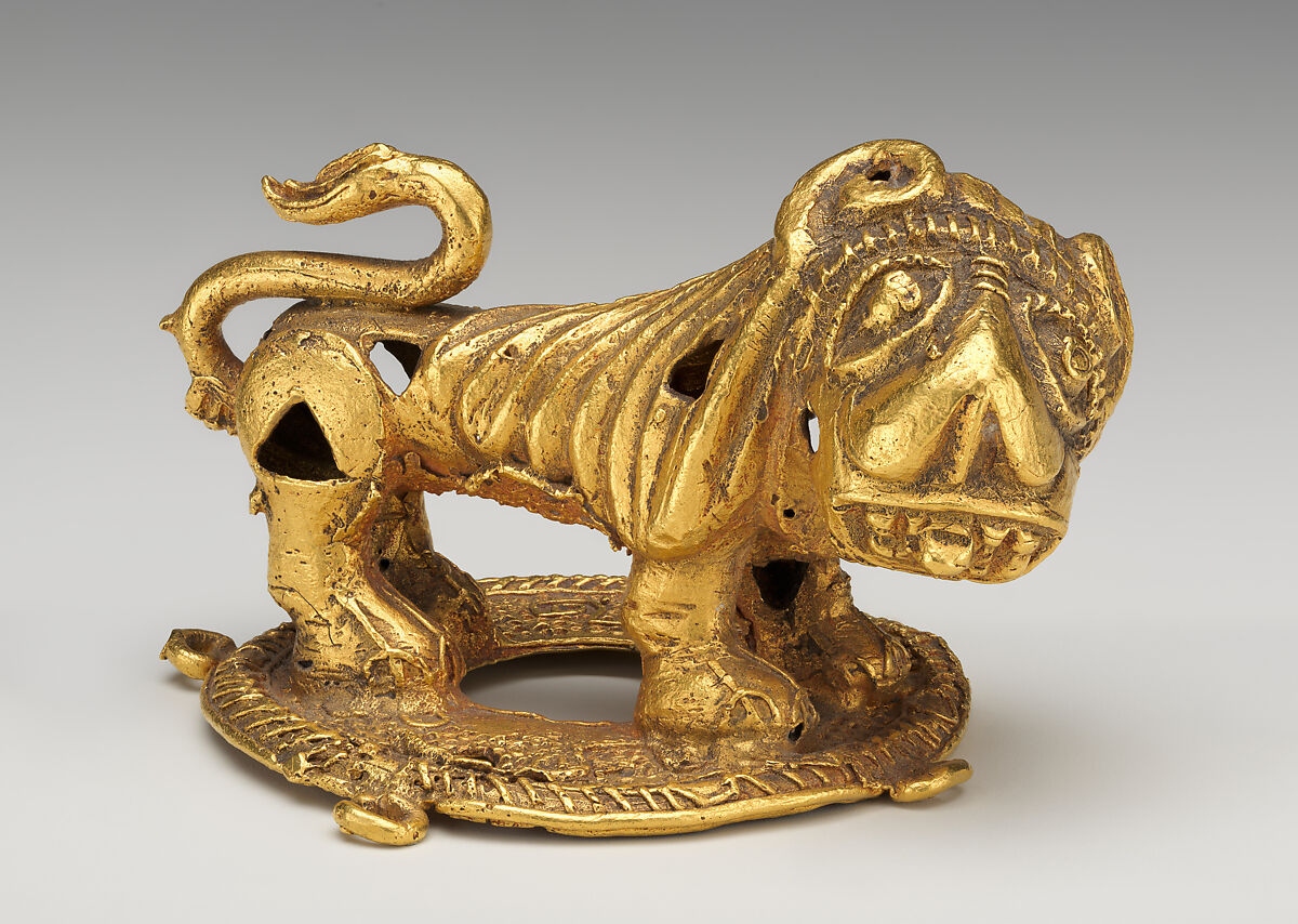 Lion Ornament, Gold, Akan peoples, Asante group 