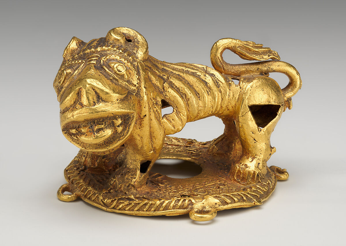 Lion Ornament, Gold, Akan peoples, Asante