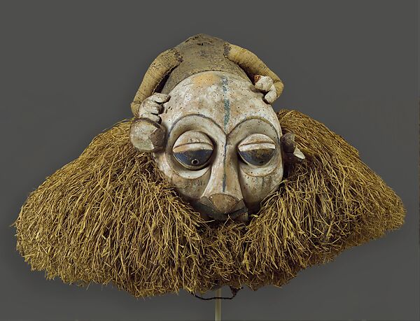 Headdress, Wood, cane, raffia, pigment, Yaka peoples 