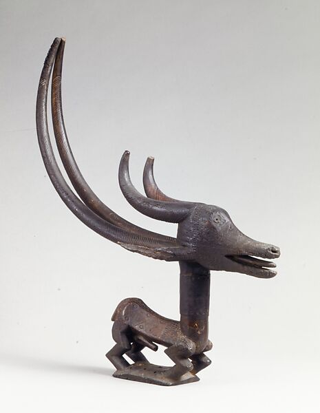 Headdress: Male Antelope (N'Gonzon Koun), Wood, ferrous alloy metal, resin(?), Bamana peoples 