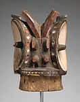 Ibulu lya 'alunga (head of 'alunga) helmet mask, Bembe artist, Wood (ngomangoma), paint, clay, Bembe peoples