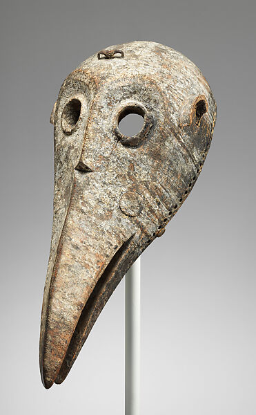 Bird mask, Malinke or Bamana numuw (blacksmith), Wood, metal, pigment, applied organic materials, Bamana or Malinke peoples 