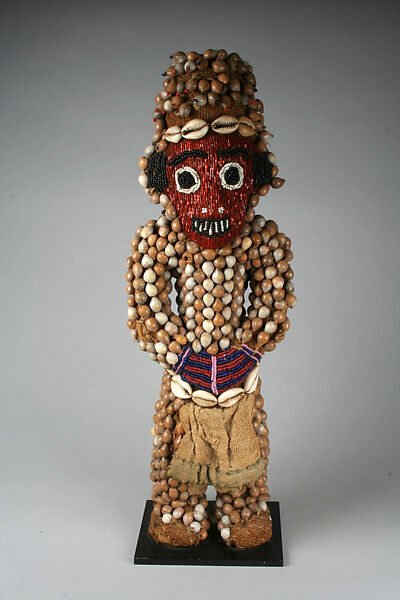 Figure: Male, Wood, seeds, beads, cowrie shells, cloth, Bamum 