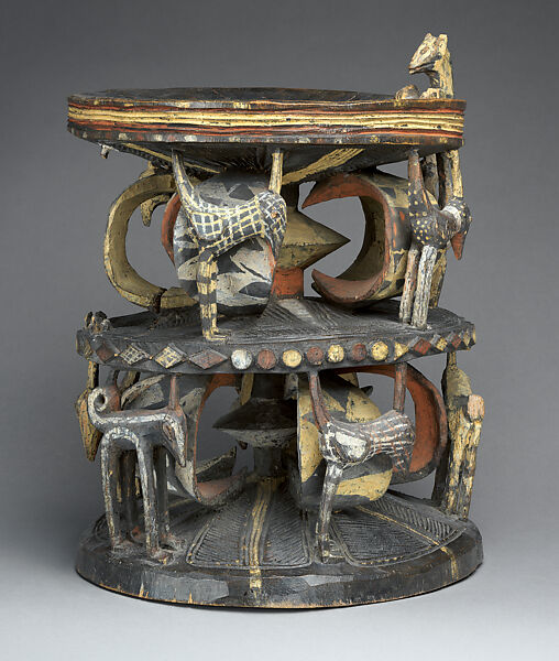 Ékwè ọ́zọ́ (ọ́zọ́ chieftancy stool), Igbo artist, Wood, paint, Igbo peoples