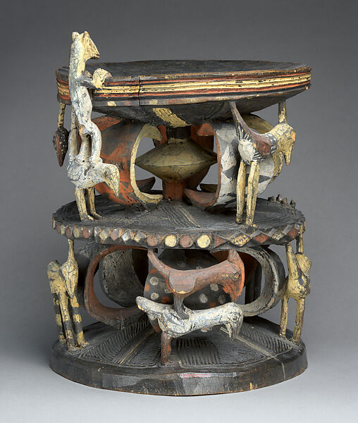 Ékwè ọ́zọ́ (ọ́zọ́ chieftancy stool), Igbo artist, Wood, paint, Igbo peoples
