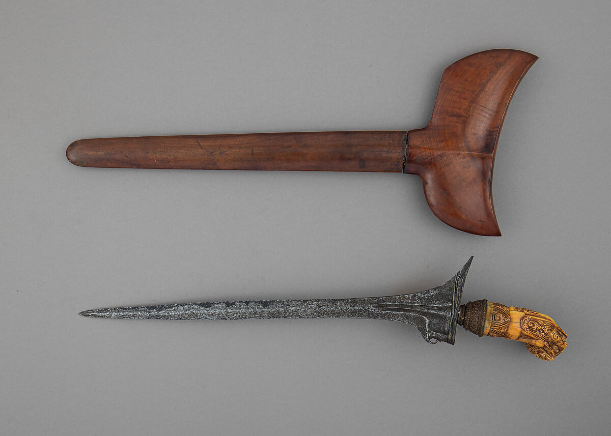 Kris with Sheath, Steel, wood, ivory, copper, Indonesian, Sumbawa