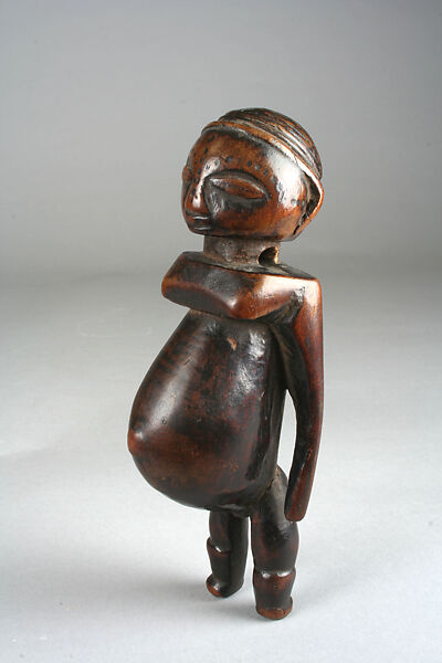 Pendant: Pregnant Female Figure, Wood, Luba peoples 