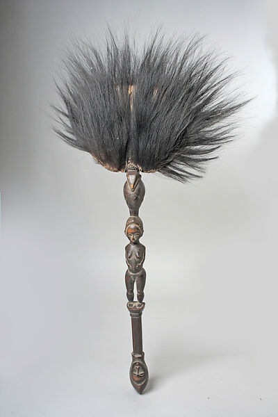 Ceremonial Whisk, Wood, fur, metal, Baule peoples 