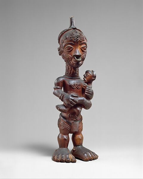 Maternity Figure (Bwanga bwa Cibola), Wood, copper alloy, Luluwa peoples 