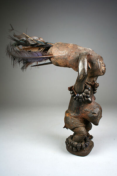 Power Figure: Female (Nkisi), Wood, encrustation, feathers, beads, cloth, ivory, glass, leather, Kongo peoples, Sundi group