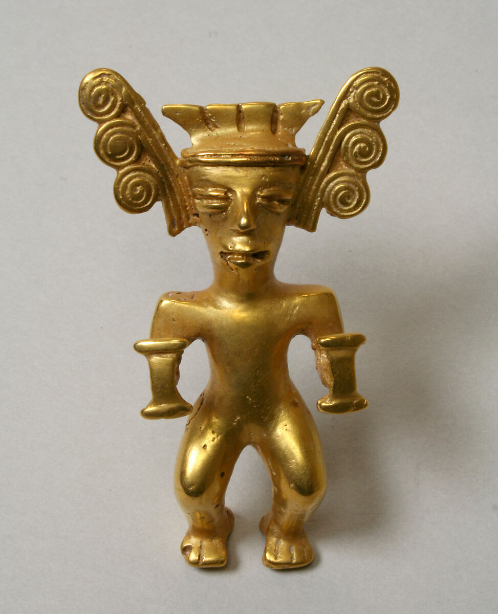 Figure Pendant, Gold alloy, Central Caribbean or Greater Chiriquí 