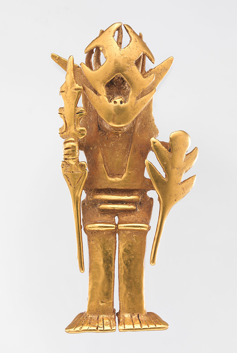 Masked Figure Pendant, Gold (cast), Calima (Yotoco) 