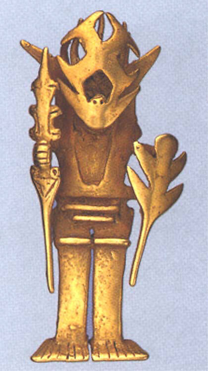 Masked Figure Pendant, Gold (cast), Calima (Yotoco)