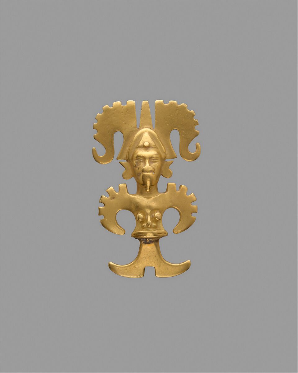 Stylized Figure Pendant, Gold (cast), International or Initial Style 