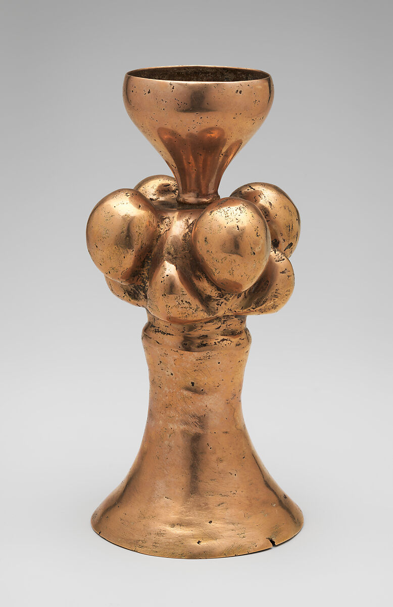 Neck of Poporo (Lime Container), Gold alloy, Early Quimbaya 