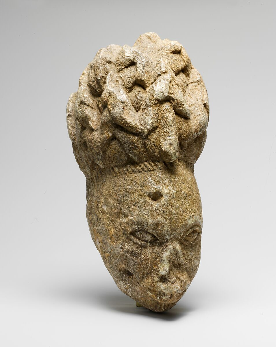 Head from a figure, Yoruba artist, Soapstone, Yoruba peoples