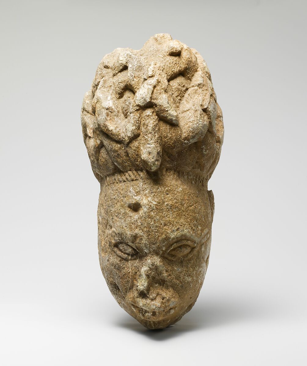 Head from a figure, Yoruba artist, Soapstone, Yoruba peoples