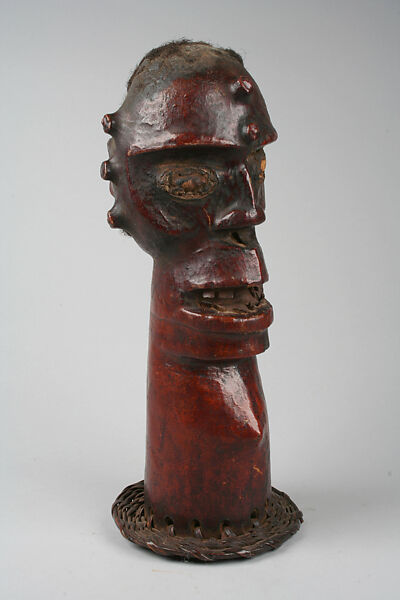 Head Crest, Wood, leather, hair, resin, rattan, metal, Cameroon 