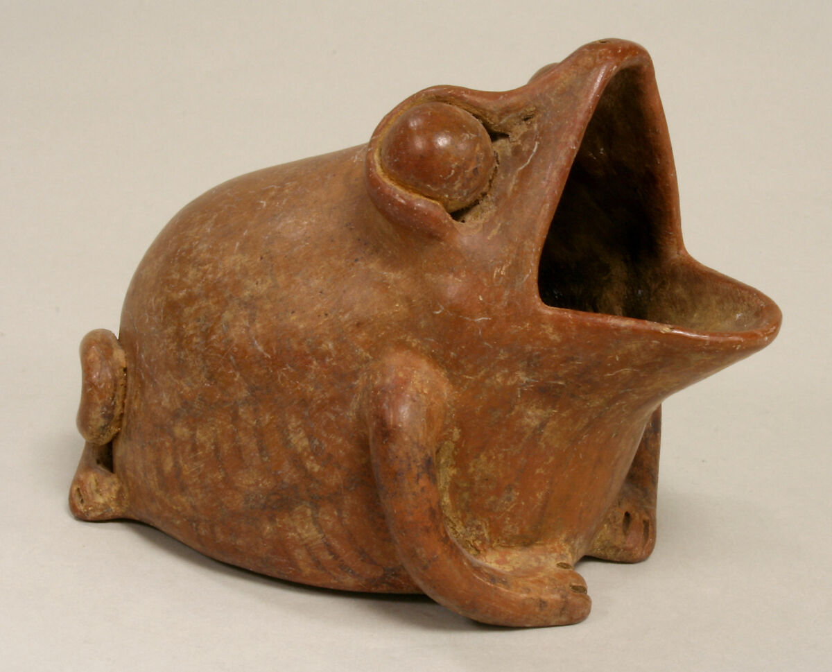 Frog Vessel, Ceramic, pigment (?), Colima 