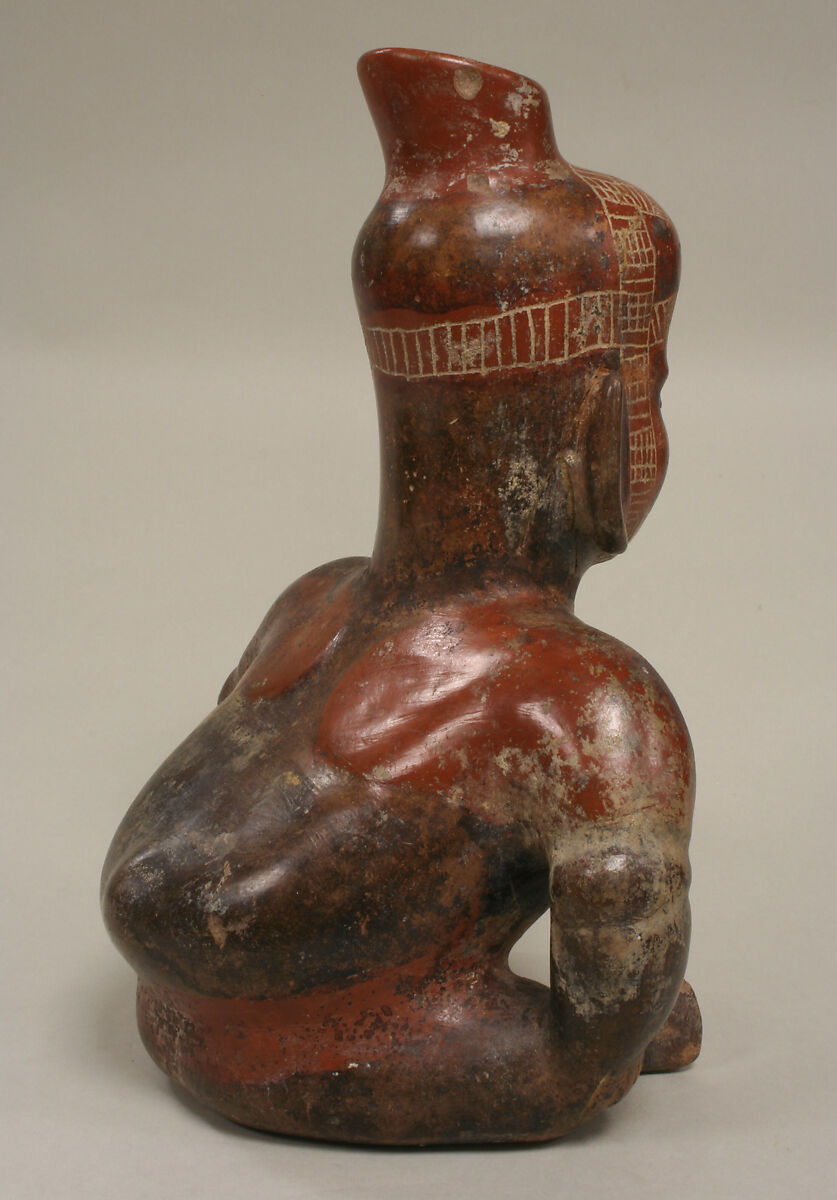 Hunchback Figure Vessel, Ceramic, pigment, Colima
