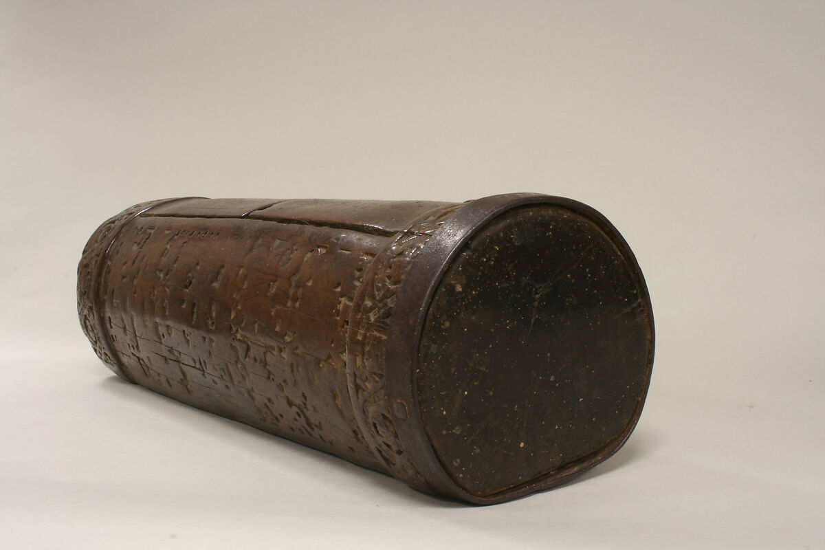 Drum (Teponaztli), Wood (rosewood ?), iron band, Mexica (Aztec)