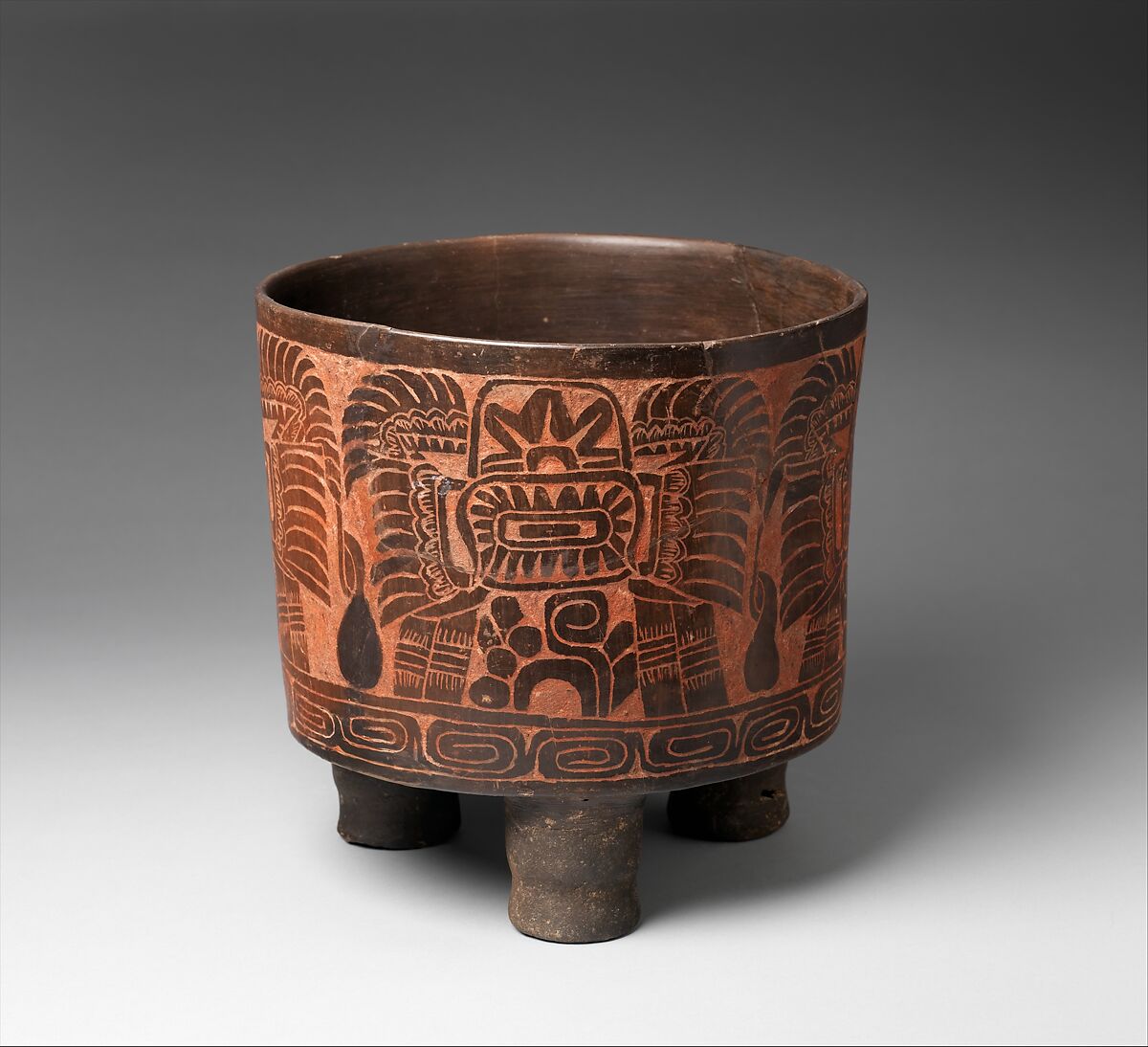 Tripod Vessel, Ceramic, red ochre, Teotihuacan 