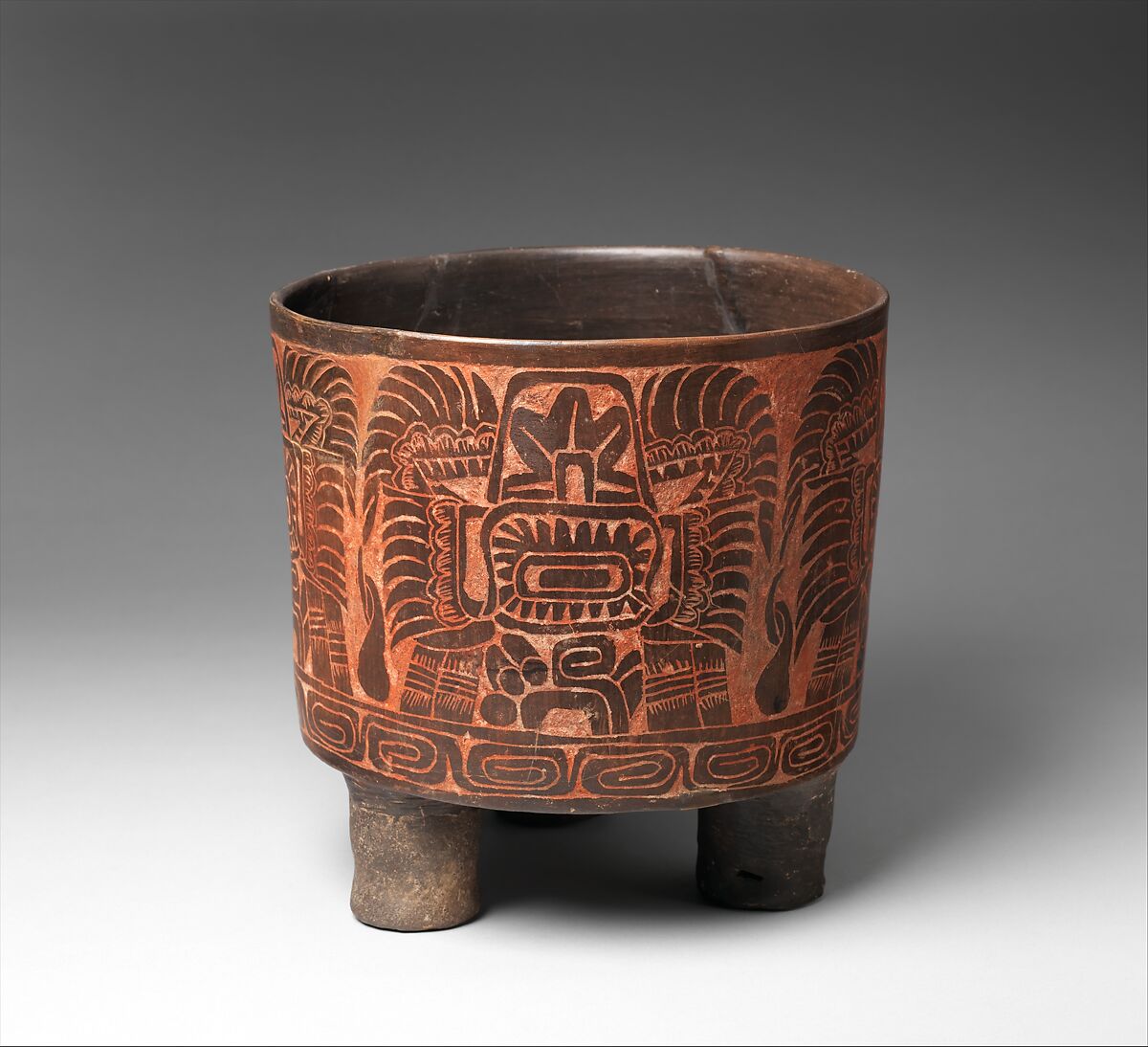Tripod vessel, Teotihuacan artist(s), Ceramic, red ochre, Teotihuacan