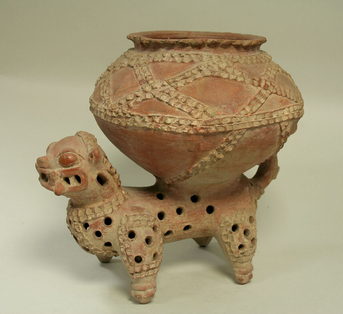 Bowl Resting on Jaguar, Ceramic, pigment, Costa Rica 