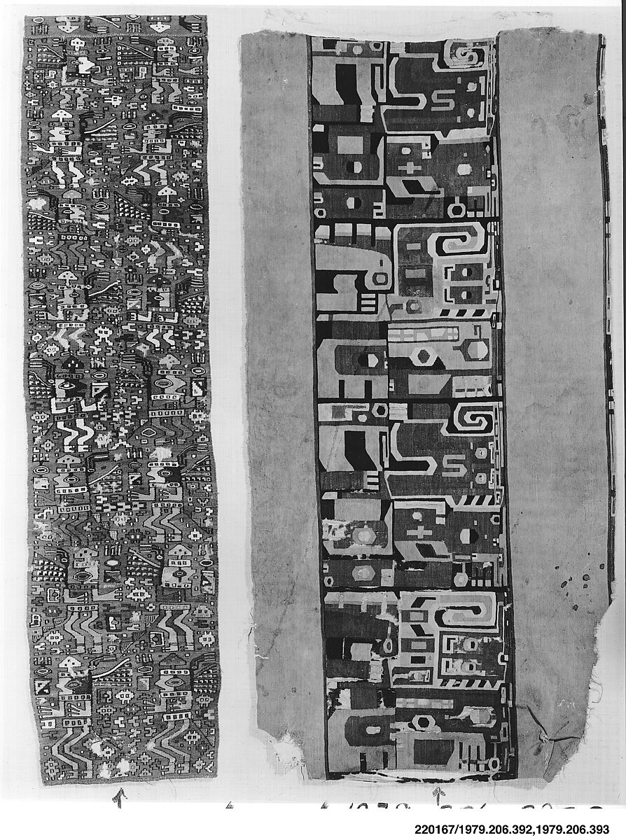 Tunic Fragment, Camelid hair, cotton, Moche-Wari