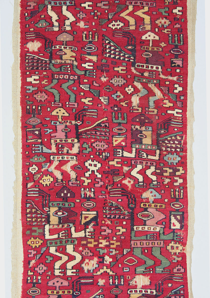 Tunic Fragment, Camelid hair, cotton, Moche-Wari