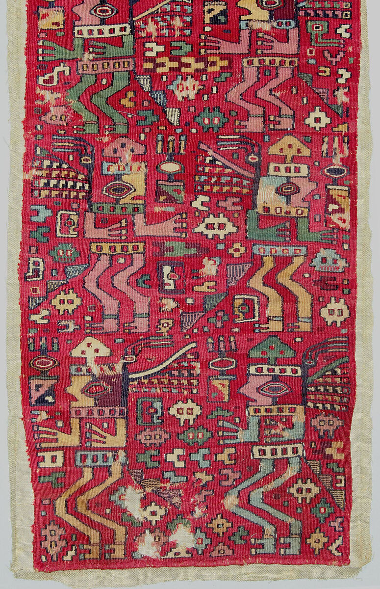 Tunic Fragment, Camelid hair, cotton, Moche-Wari