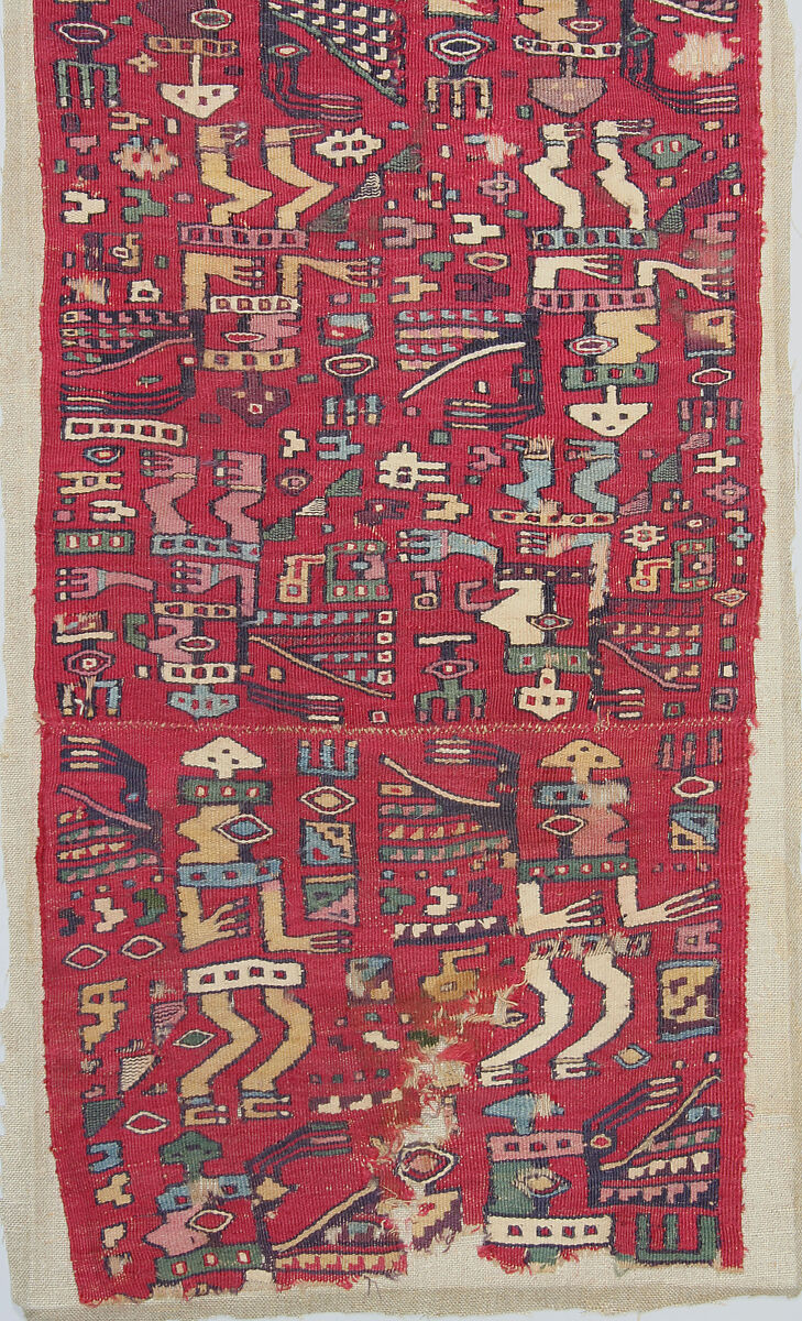 Tunic Fragment, Camelid hair, cotton, Moche-Wari