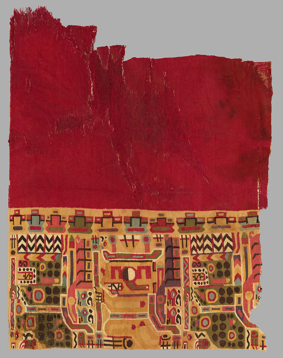Tunic Fragment, Camelid hair, cotton, Wari